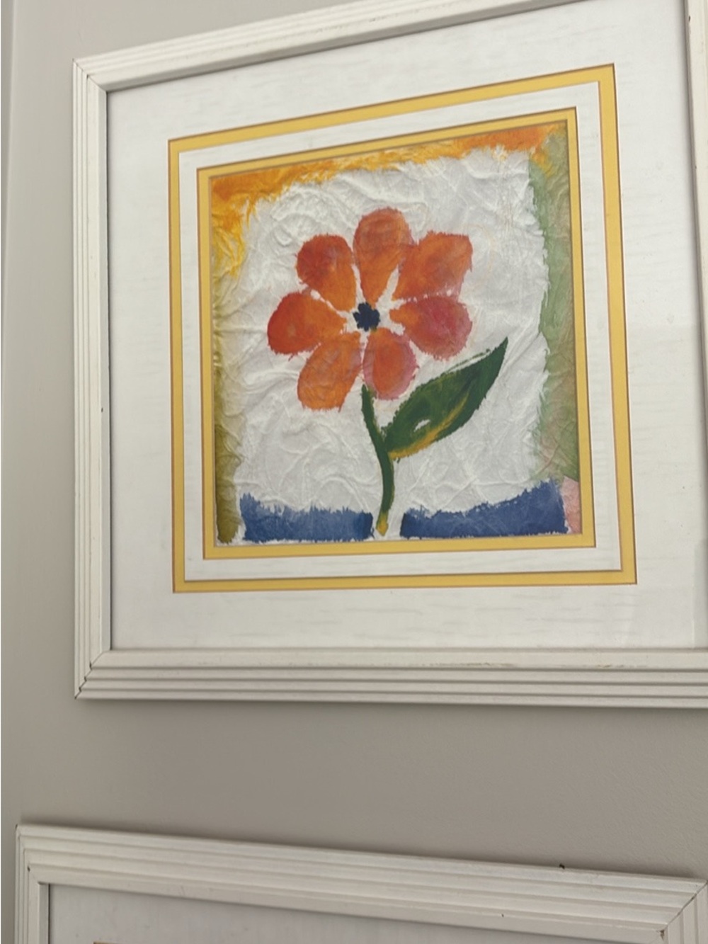 Two flower pictures  framed